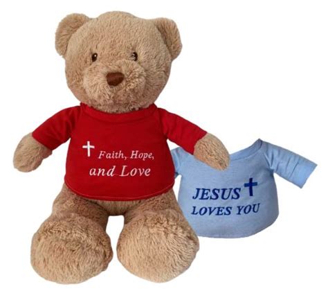 Gracewaters Christian Teddy Bear With 2 Religious Shirts Jesus Loves