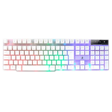 Teclado Gamer Rise Mode G1 Full RGB Rainbow USB Branco RM TG 01 FW