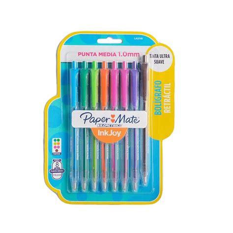 Paper Mate Boligrafo Inkjoy Kilometrico Retractil Mm X Colores