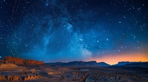 Premium Photo | Stars trailing in the night sky over a silent desert