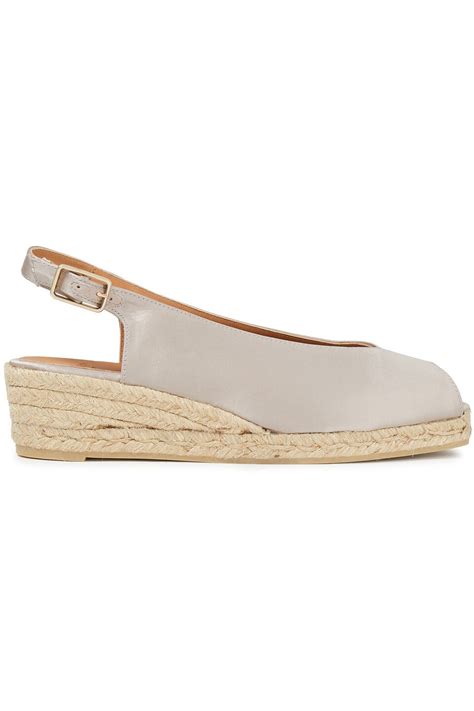 Buy CastaÑer Dosalia Satin Twill Espadrille Wedge Sandals Stone At 74