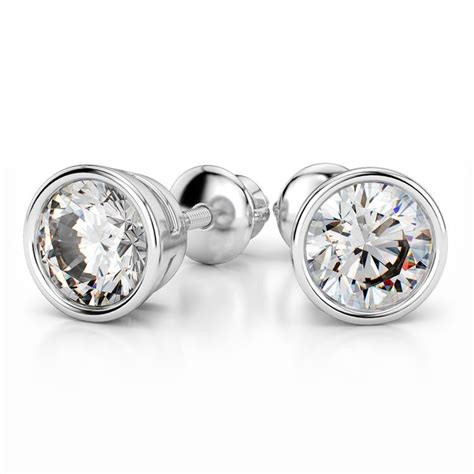 Bezel Earring Settings in White Gold