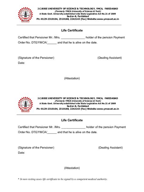 Fillable Online Life Certificate Format Fax Email Print Pdffiller