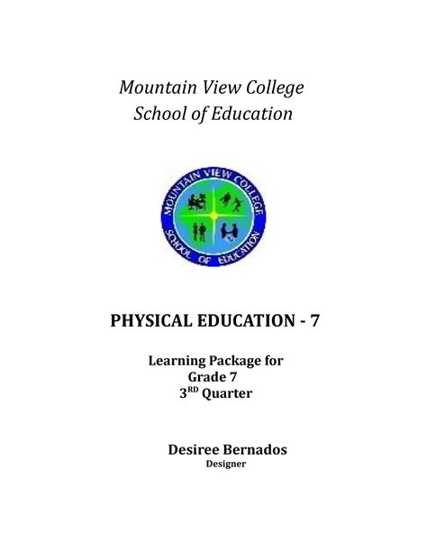 Pe Module Desiree Mountain View College School Of Education Physical