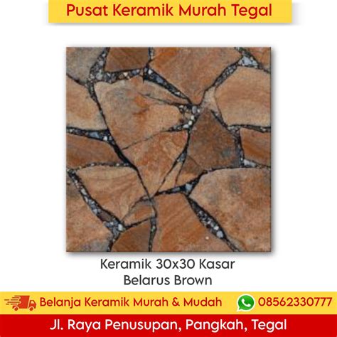 Keramik 30x30 Belarus Brown Motif Batu Kasar