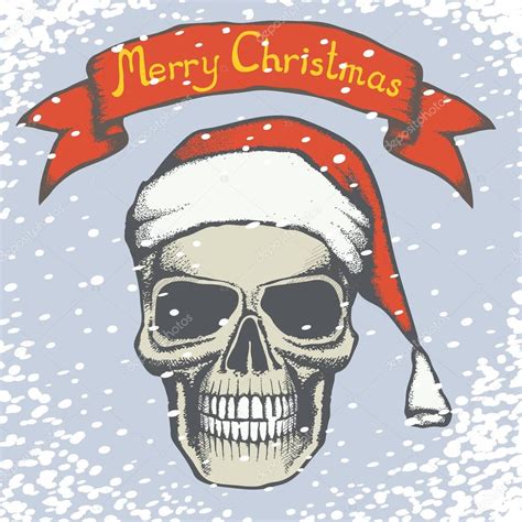 Skull In Santa Hat Stock Vector Leedsn 132180522