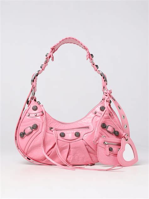 Balenciaga Le Cagole Bag In Tumbled Leather Pink Balenciaga