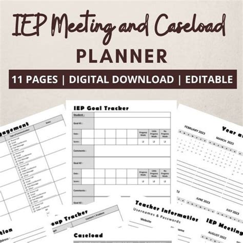 Iep Meeting And Caseload Planner Printable Pdf File Special Etsy