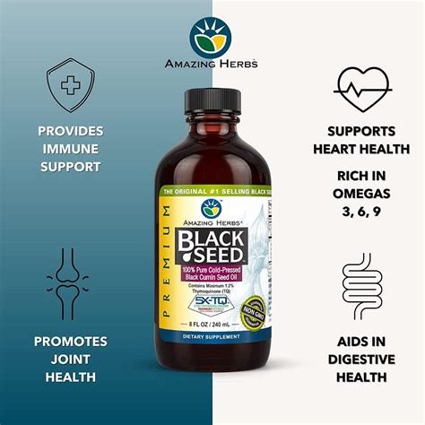 Amazing Herbs Premium Black Seed Cumin Seed Oil 100 Pure Cold Pressed Healthland Co