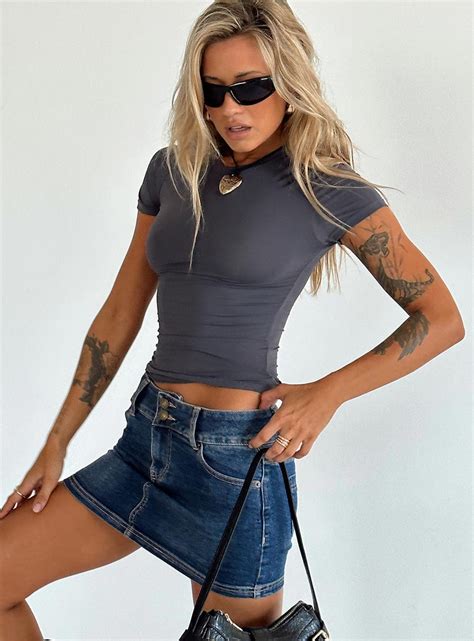 Faya Low Rise Denim Mini Skirt Dark Blue