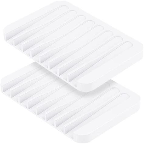 Lot De Porte Savon Blanc En Silicone Avec Drain De Vidage Porte Savon