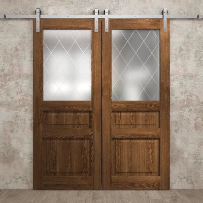 SARTODOORS Modern Double Barn Door Ego 5011 Silver Rail Track Set