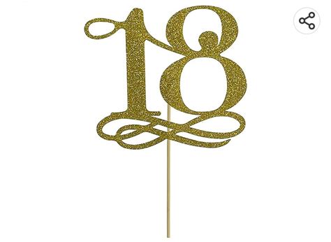 Bminjie Gold Glitter Number 18 Cake Topper Decoration Happy 18th