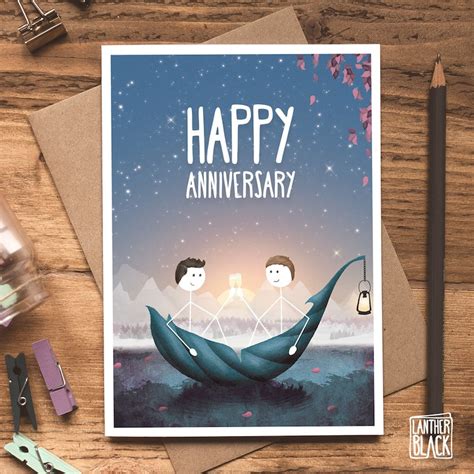 Gay Couple Happy Anniversary Card Husband Anniversary Card Etsy