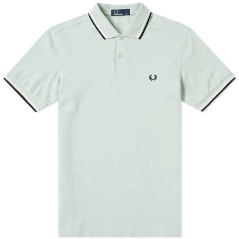 Fred Perry Slim Fit Twin Tipped Polo Mint Snow White And Black End