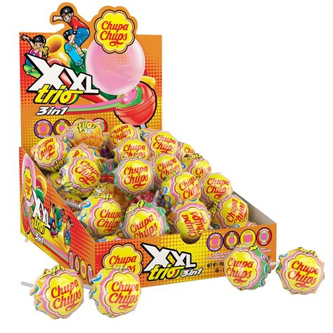 amazoncom chupa chups xxl trio bubble gum filled lollipops