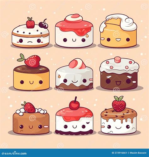 Drawing with Tableware Full of Food in the Style of Kawaii Stock Illustration - Illustration of ...