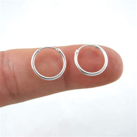 12mm Hoop Sterling Silver Earrings Tiny Hoop Earrings Upper Etsy