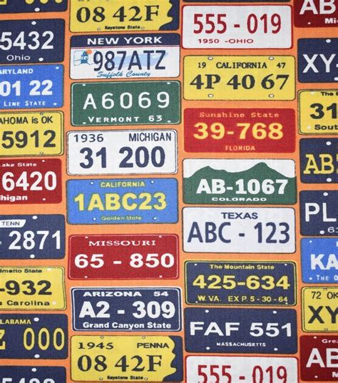 License Plates Novelty Cotton Fabric Joann