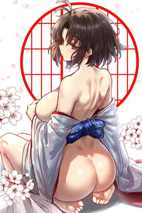 Ebora Ryougi Shiki Kara No Kyoukai Absurdres Bad Link Highres Girl Ahoge Ass Back