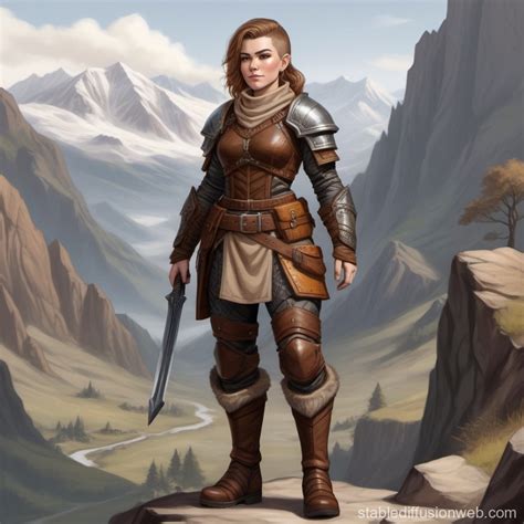 Drawn Image Of A Female Dwarven Dnd Bounty Hunter Prompts Stable