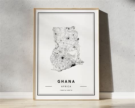 Ghana Map Print Ghana Map Poster Ghana Map Wall Art Custom - Etsy UK