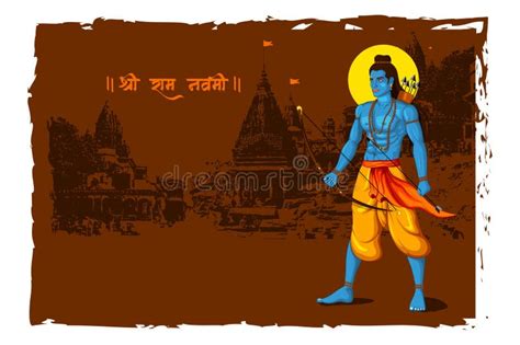 Vector Illustration Of Lord Rama With Message In Hindi Shri Ram Navami