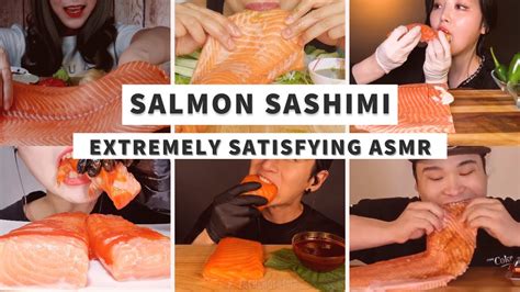 Salmon Sashimi Big Bites Mukbang Compilation 🍣 Youtube