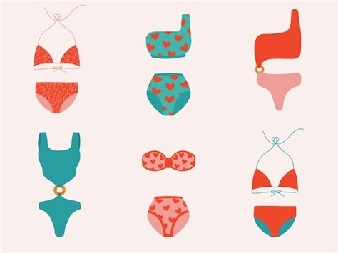 Premium Vector Female Bikini And Beach Accessories Collection Hand Drawn Flat Design Trendy