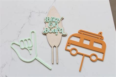 Baby On Board Surf Beach Baby Shower Theme Surfboard Cake Topper Summer