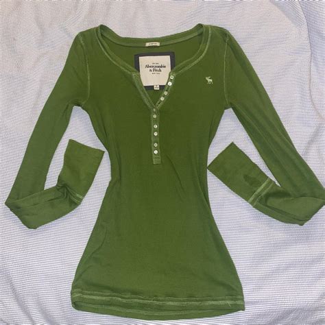 Vintage Abercrombie Fitch Green Henley Button Long Depop