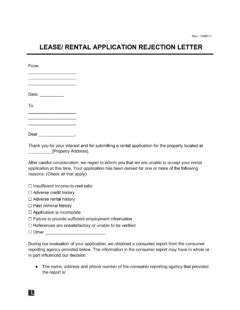 Free Rental Application Denial Letter PDF Word