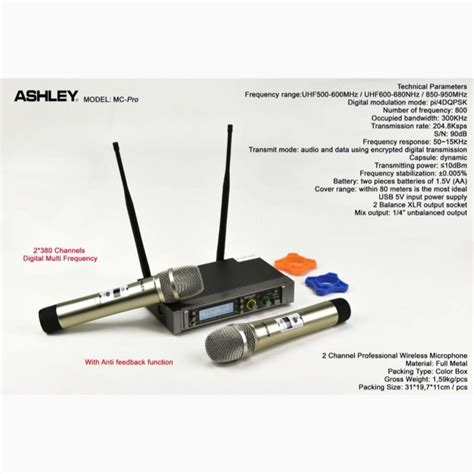 Jual Mic Wireless ASHLEY MC PRO MCPRO Original Anti Feedback 2 380