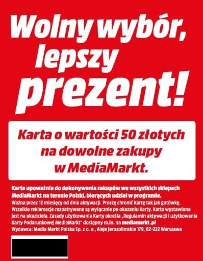 Bon Voucher Karta Podarunkowa Media Markt Z Oborniki L Skie