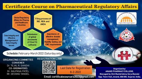 Join Certificate Course On Pharmaceutical Regulatory Affairs Organized