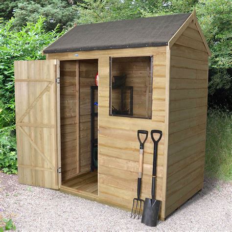 Wooden 6x4 Reverse Apex Overlap Pressure Treated Garden Shed Pure