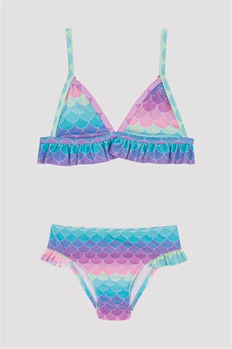 K Z Ocuk Shiny Mermaid Triangle Bikini Tak M Pl Z Iy Mix Ok Renkli Penti