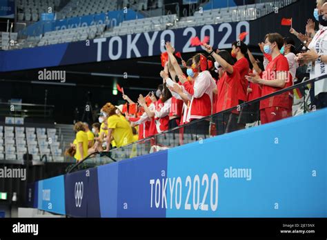 July 31st 2021 Tokyo Japan The Chineese Delegation Cheers Its Team During The Swimming