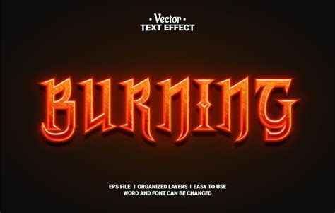 Premium Vector Burning Editable Vector Text Effect