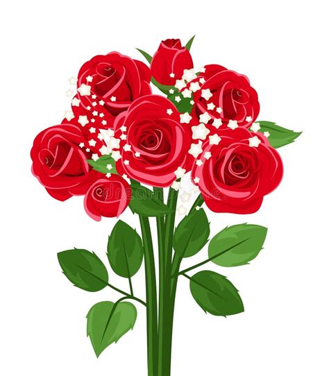 Vector Bouquet Of Red Roses Stock Vector Illustration Of Bloom