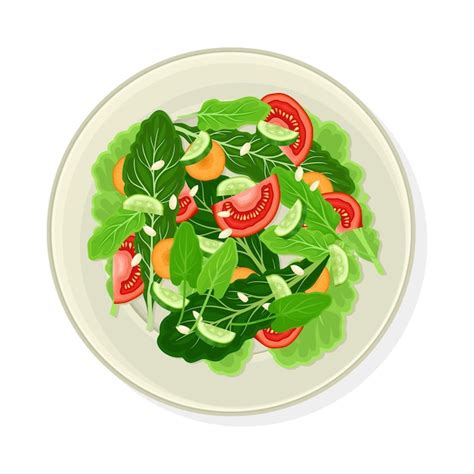 Gemüsesalat mit salat und tomaten vektorillustration Premium Vektor