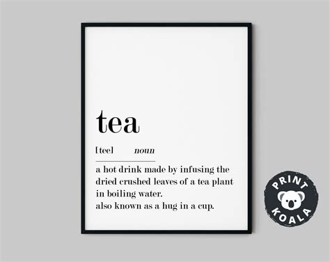 Tea Definition Tea Lover Gift Coffee Bar Decor Kitchen Wall Decor