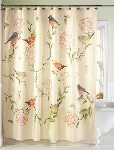 Collections Etc Birds And Blooms Floral Shower Curtain Bird Shower