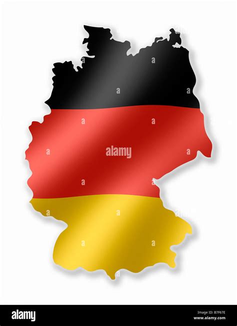 Germany German Deutschland Country Map Outline With National Flag ...