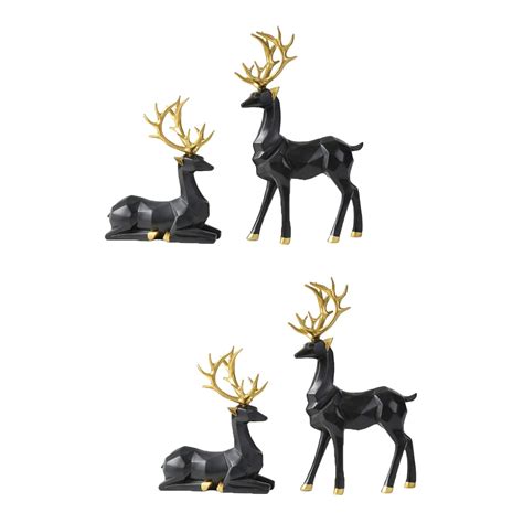 4 pcs Reindeer Decor Reindeer Christmas Decoration Deer Figurines Resin ...