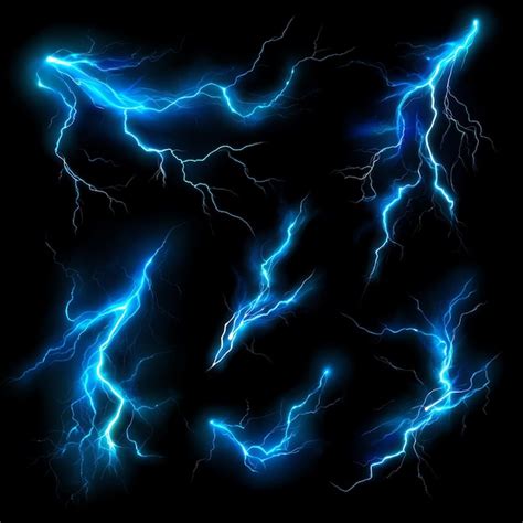 Flash of blue lightning effect on black background | Premium AI ...