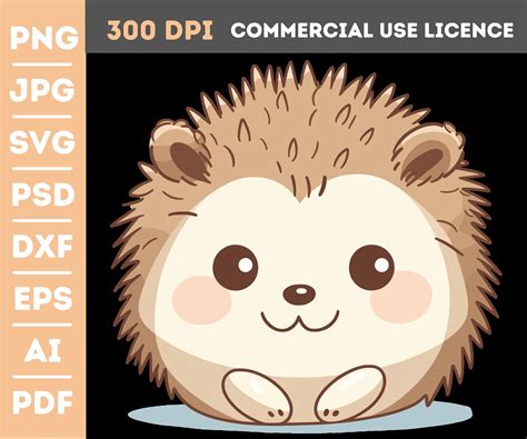 Kawaii Hedgehog Clipart In Format Png  Svg Pds Dxf Eps Ai Pdf