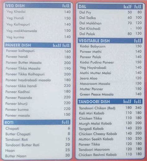 Menu Of The Hot N Spicy Nalasopara Mumbai