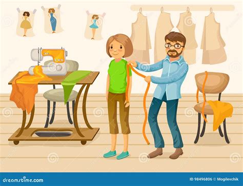 colorful tailor shop template stock vector illustration  fashion