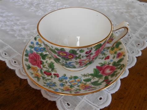 Crown Staffordshire Fine Bone China Thousand Flowers Teacoffee Cup Saucer Setengland